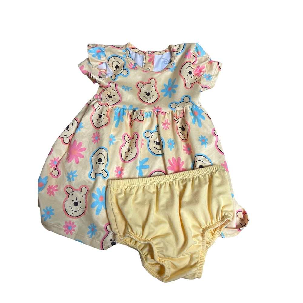 Set of 2 Disney Baby Winnie the Pooh Yellow and Pink Dress Diaper Cover 9M